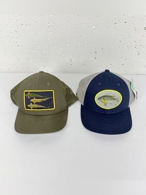 Rep Your Water Lot of 2 Navy Blue Gill  New Olive Green Adjustable Trucker Hat